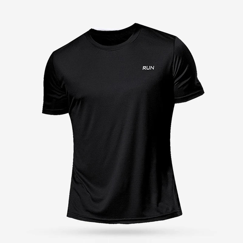 Men's Summer Black And White Solid Color Quick Drying Sports Short Sleeved Loose And Breathable Sports Running Trend