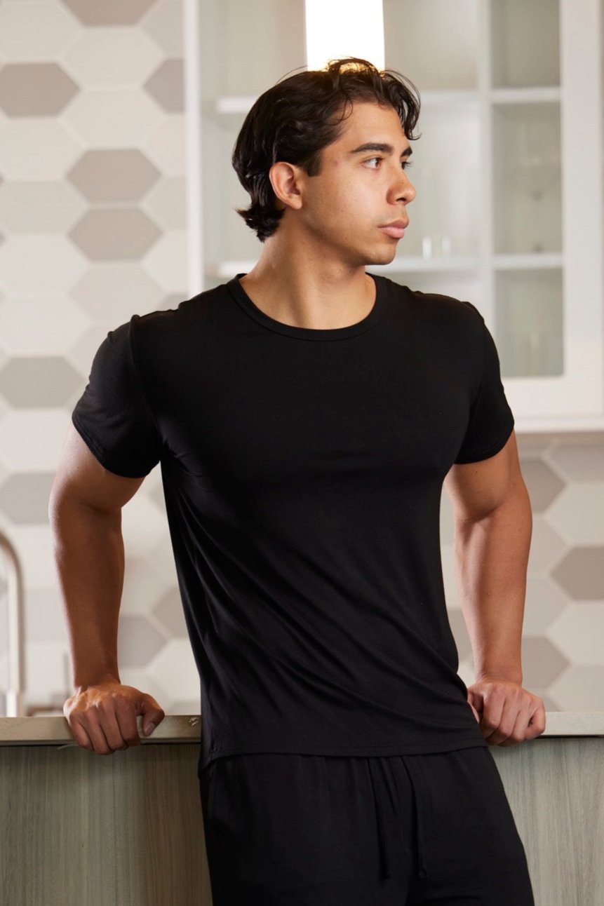 T-shirt de détente à manches courtes en bambou doux pour homme