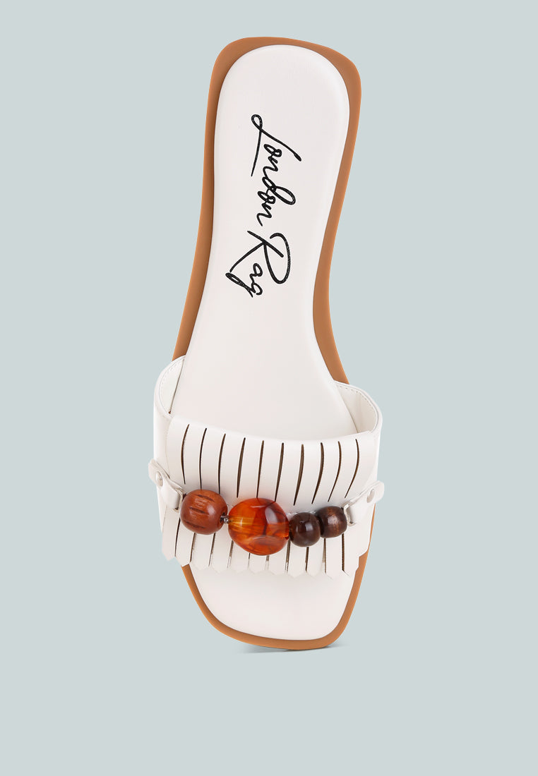 Nakasa Beaded Faux Leather Slip Ons