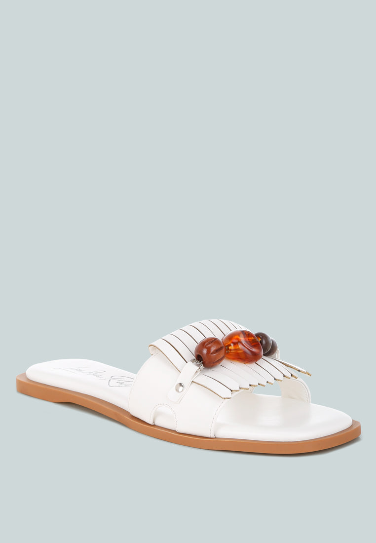 Nakasa Beaded Faux Leather Slip Ons