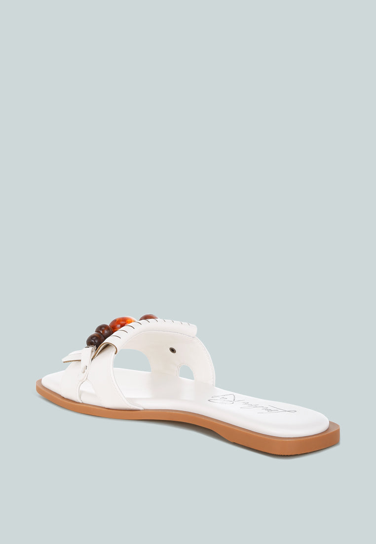 Nakasa Beaded Faux Leather Slip Ons