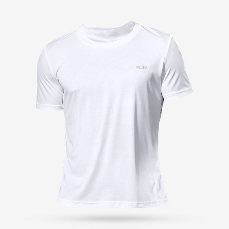 Men's Summer Black And White Solid Color Quick Drying Sports Short Sleeved Loose And Breathable Sports Running Trend
