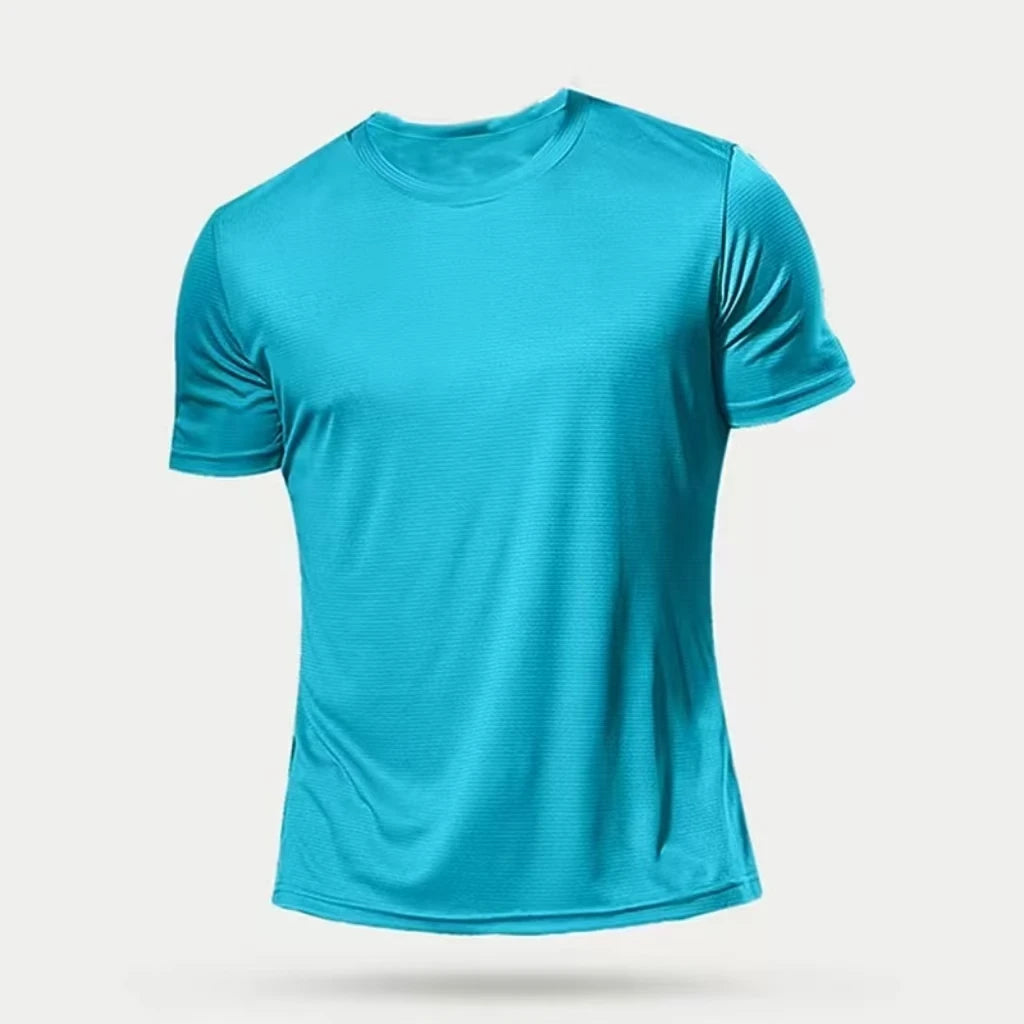 Men's Summer Black And White Solid Color Quick Drying Sports Short Sleeved Loose And Breathable Sports Running Trend