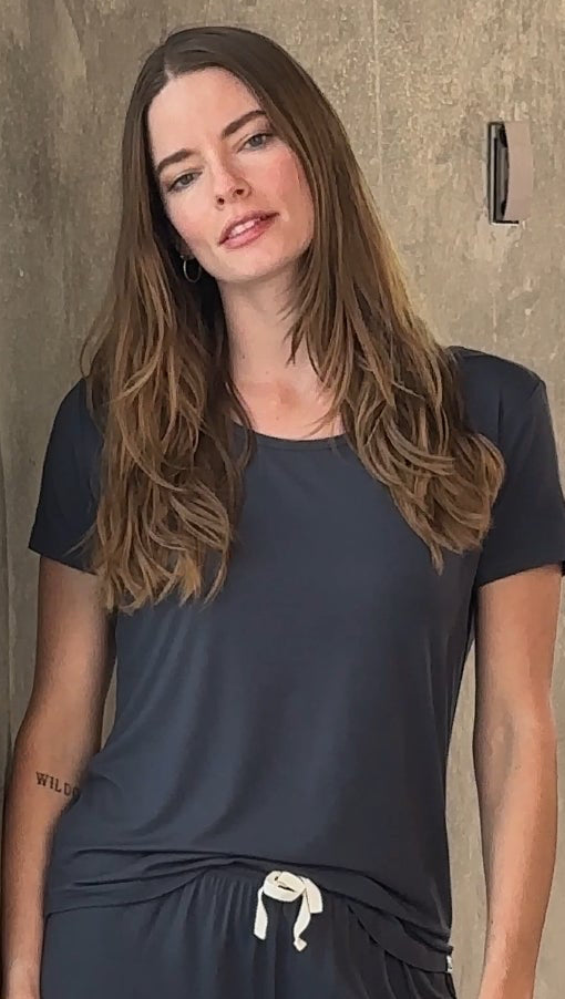 T-shirt de détente à manches courtes en bambou pour femme