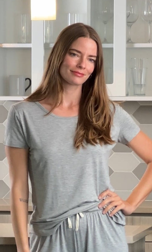 T-shirt de détente à manches courtes en bambou pour femme